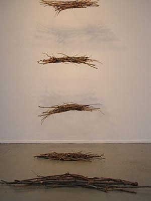 Kathleen Yorba, Ladder, 2010, Branches and encaustic, 10 x 6 x 5 ft., Courtesy the Artist