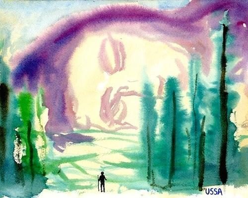 Zachary Cahill, USSADREAM, 2014, 9 x 12 in., Watercolor on paper, Courtesy the Artist