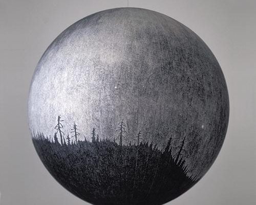 Russell Crotty, <em>Milky Way Over Ponderosas</em>, 2001, Ink on paper mounted on lucite, 36 in. diameter, Courtesy the Artist