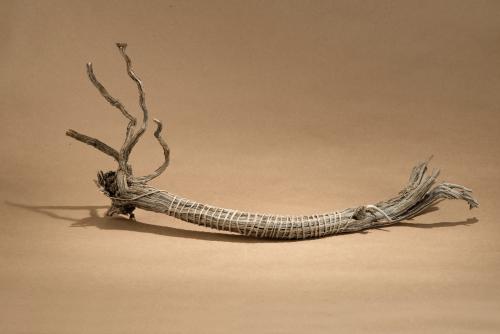 Ro Snell, Sorry, 2012, Sage root and hemp, 9 1/2 x 20 x 5 in., Courtesy the Artist. Photo: Wayne McCall