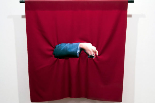 Bean Gilsdorf, Schwarzenegger, 2015; wool and polyester; 36 x 36 in.