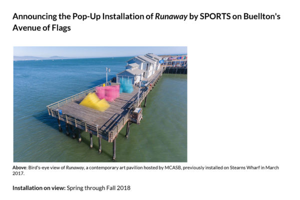 Spring 2018 Runaway Buellton Installation Press Release Image