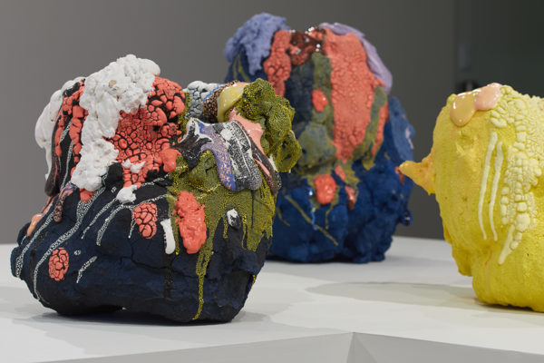 Brian Rochefort,
<em>Absorption By the Sun</em>, Exhibition Pieces, 2019,
Ceramic, Glaze, Glass Fragments, Photo Courtesy Alex Blair © 2019