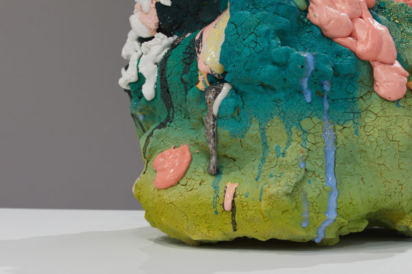 Brian Rochefort,
<em>Bullfrog</em>, 2019,
Ceramic, Glaze, Glass Fragments, Photo Courtesy Alex Blair © 2019