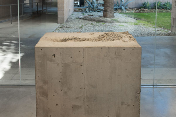 Lara Favaretto, <em>Fisting</em>, 2012, Concrete, iron, 39 1/8 x 17 1/4 x 29 1/4 in (99.4 x 43.8 x 74 cm), Glass Box Gallery, University California Santa Barbara, 2019, Courtesy MCASB, Photo: Brian Forrest.