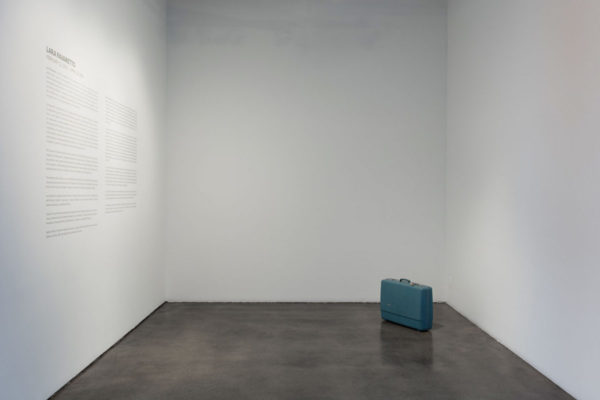 Lara Favaretto, <em>Lost & Found</em>, 1998, Suitcase, mixed media, 22 1/2 × 28 1/8 × 8 5/8 in (57 × 71.4 × 22 cm), Museum of Contemporary Art Santa Barbara, 2019, Courtesy MCASB, Photo: Brian Forrest.