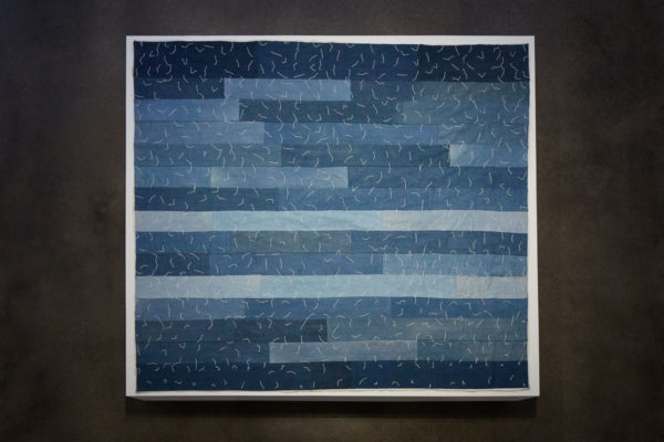 James Benning, <em>after Missouri Pettway</em>, 2019, Hand-sewn quilt, 63 x 71 in., Museum of Contemporary Art Santa Barbara, 2019, Courtesy MCASB, Photo: Alex Blair.