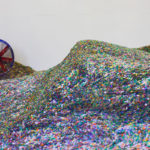 Lara Favaretto, Tutti giù per terra / We all fall down, 2004, 1 ton of confetti joker lux, talcum powder, 4 hermetic stage ventilators, Installation dimensions variable, Photo Courtesy Alex Blair © 2019