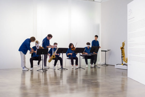 Philip Glass, <em>Two Pages</em>, 1968, and Yoko Ono, <em>Sky Piece to Jesus Christ</em>, 1965/2017, Kunsthalle for Music, Museum of Contemporary Art Santa Barbara, 2019, Courtesy MCASB, Photo: Alex Blair.