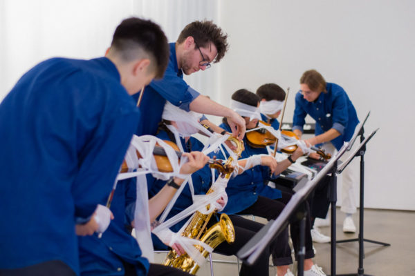 Philip Glass, <em>Two Pages</em>, 1968, and Yoko Ono, <em>Sky Piece to Jesus Christ</em>, 1965/2017, Kunsthalle for Music, Museum of Contemporary Art Santa Barbara, 2019, Courtesy MCASB, Photo: Alex Blair.