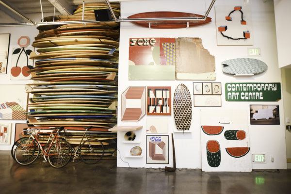 Barry McGee: SB Mid Summer Intensive, Installation View, Museum of Contemporary Art Santa Barbara, 2018, Photo: Brian Forrest.